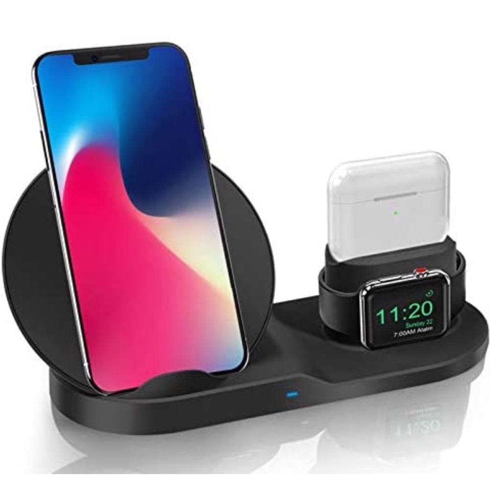 Wireless Charger 3 in 1 15W Fast Charging Station for Apple iWatch Series